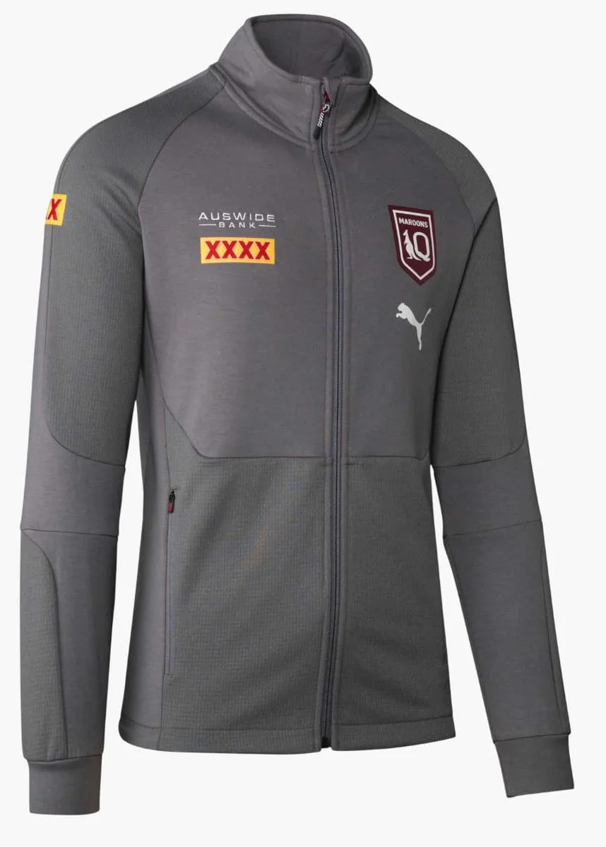 QLD Maroons State of Origin Mens Grey Training Jacket - Image 3