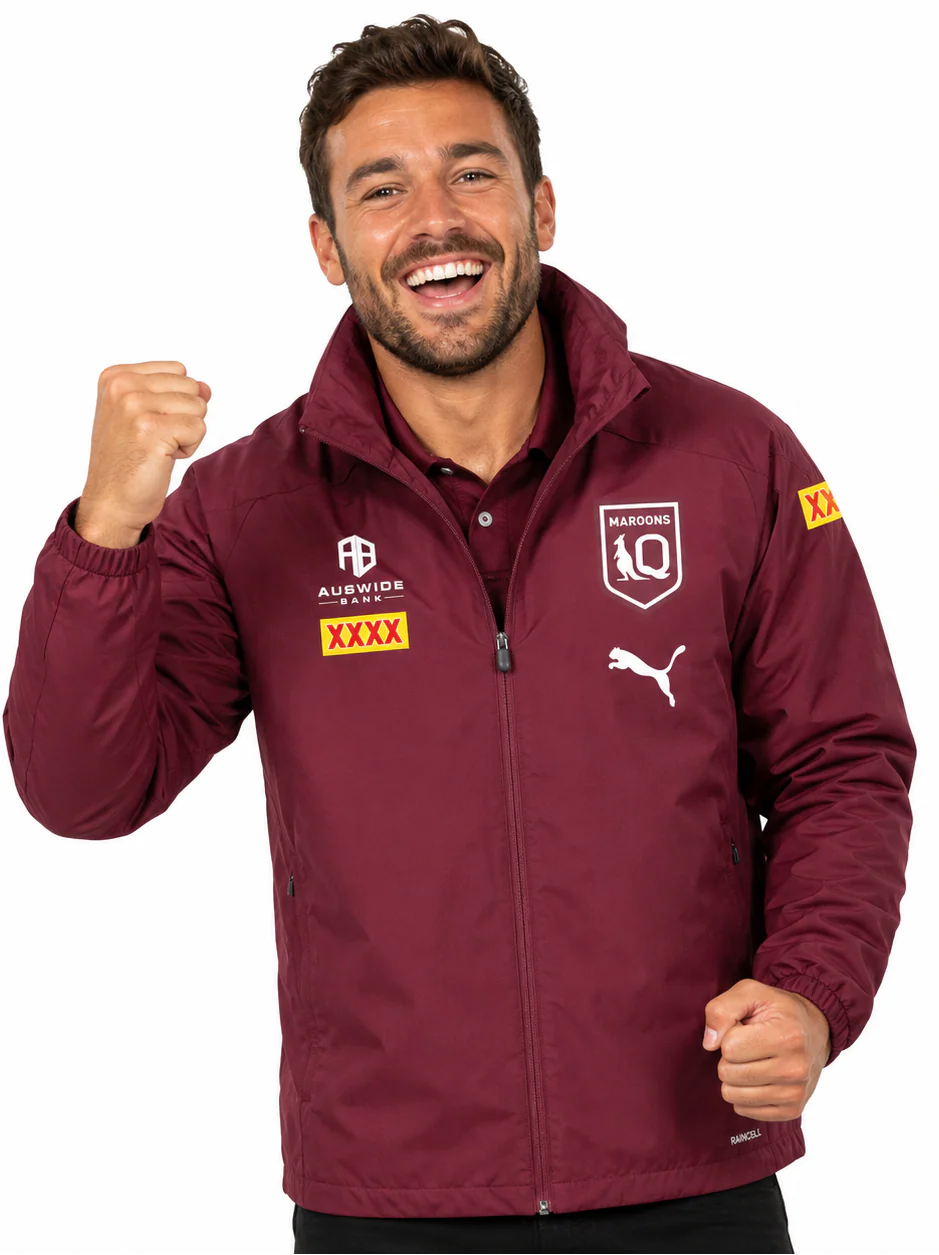 QLD Maroons State Of Origin Mens Rain Jacket - Image 2