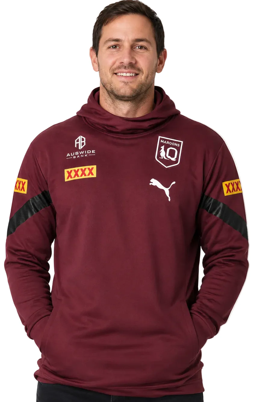 QLD Maroons State Of Origin Mens Maroon Team Hoody - Image 2