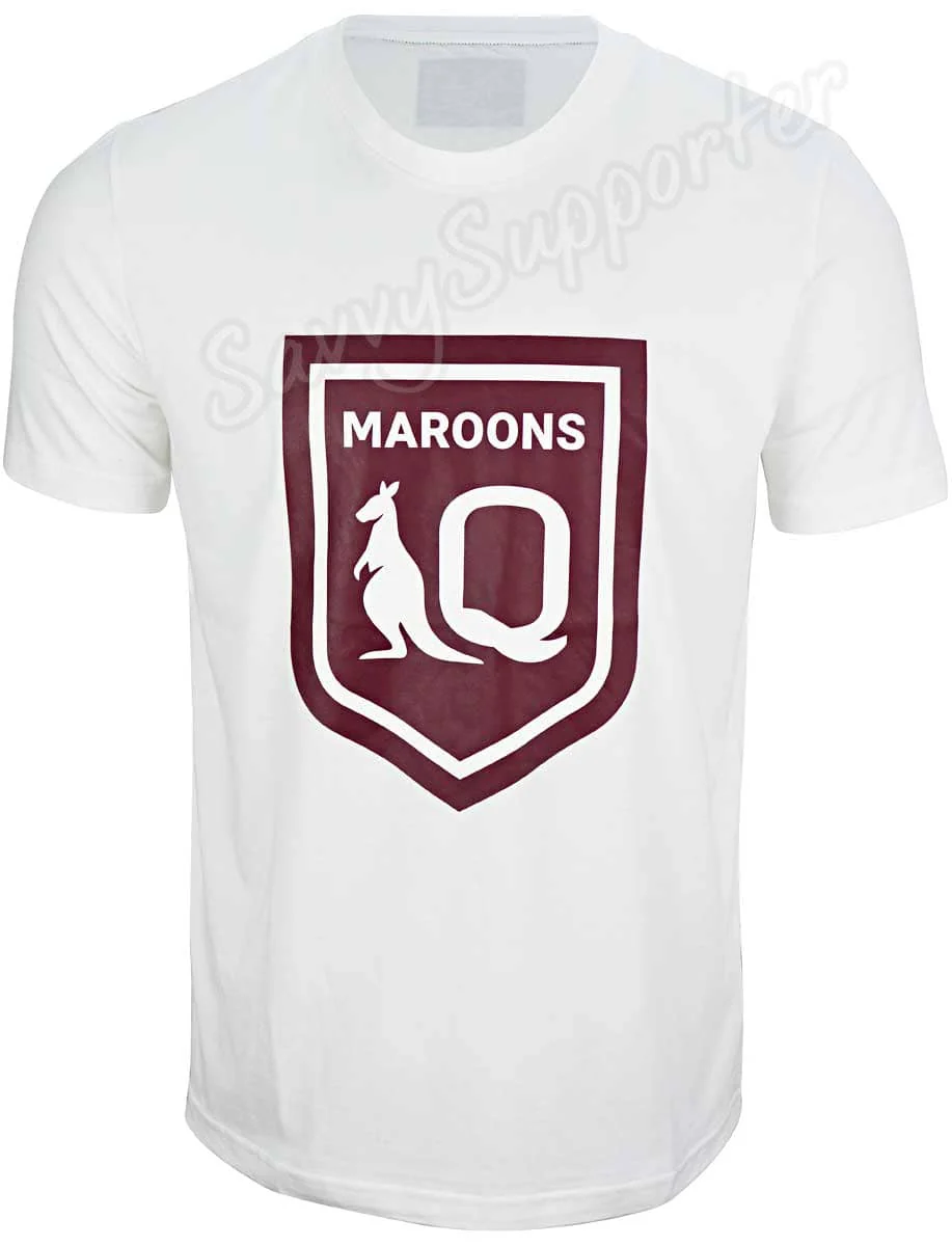 QLD Maroons State of Origin Mens White Logo Tee - Image 3