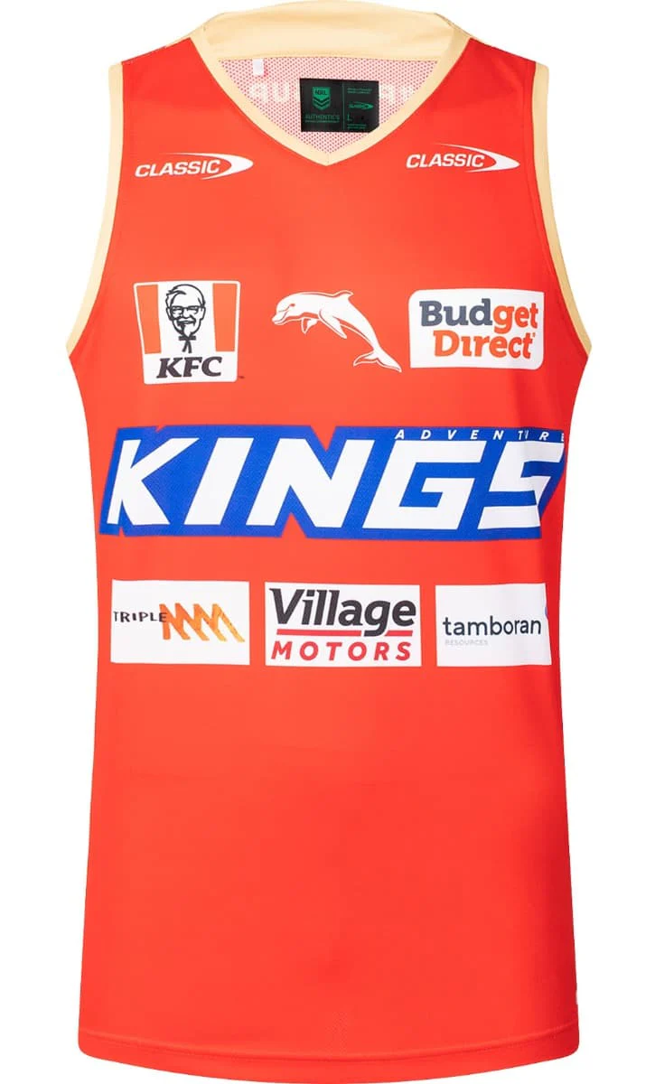 Redcliffe Dolphins 2025 NRL Mens Red Training Singlet