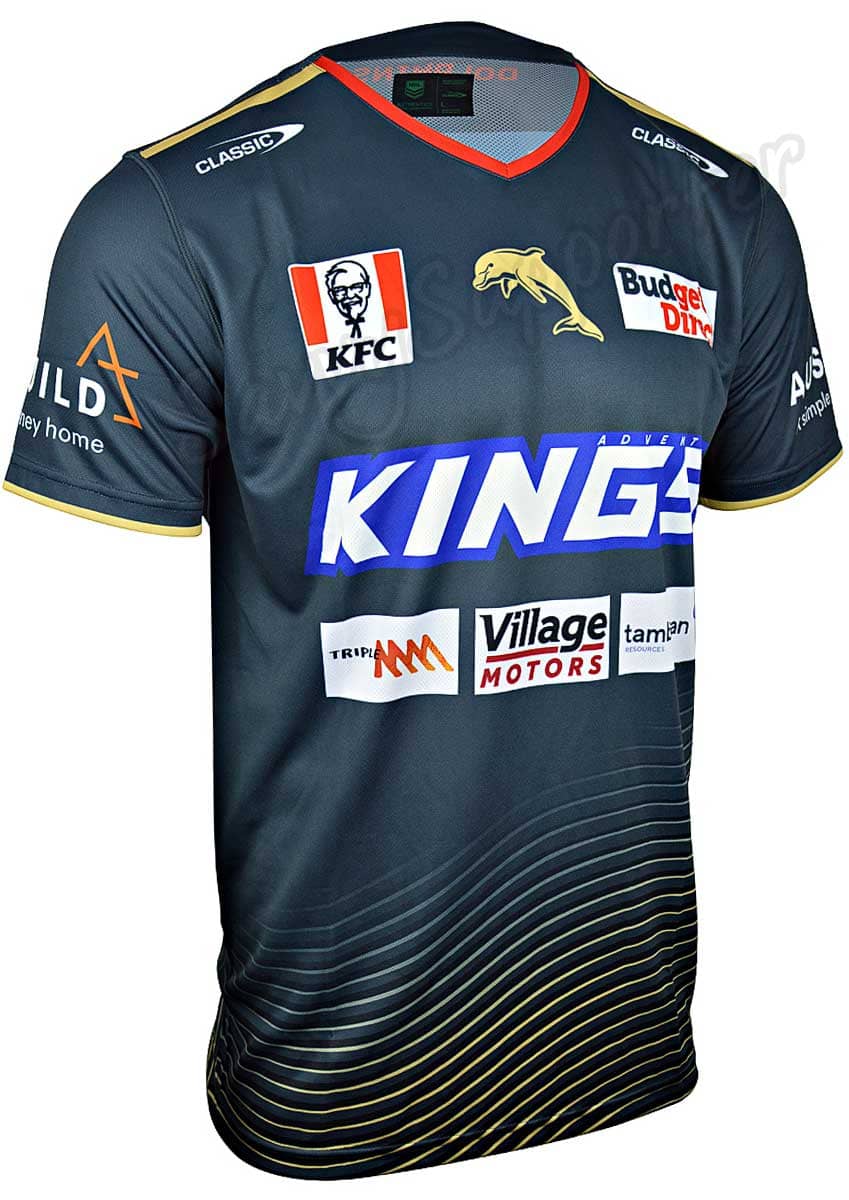 Redcliffe Dolphins NRL Mens Charcoal Training Shirt - Image 2