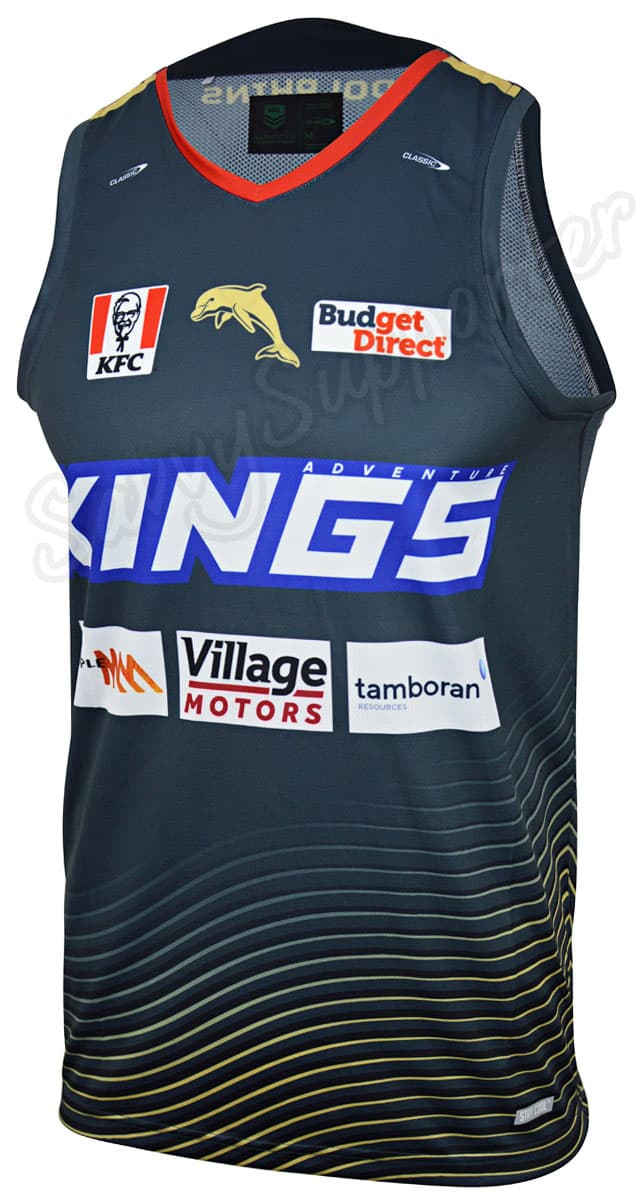 Redcliffe Dolphins NRL Mens Charcoal Training Singlet