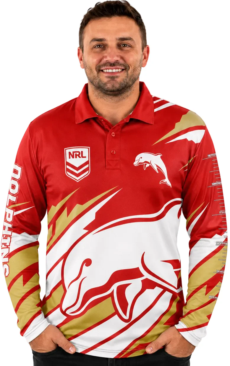 Dolphins NRL Mens Ignition Fishing Shirt