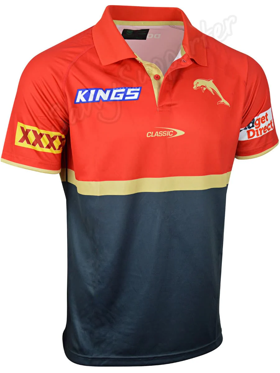 Redcliffe Dolphins NRL Mens Media Polo Shirt - Image 4