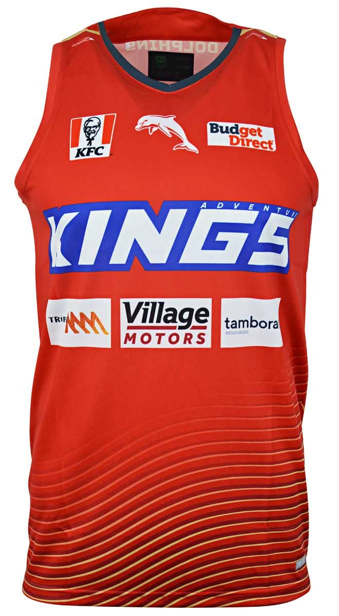 Redcliffe Dolphins NRL Mens Red Training Singlet - Image 2