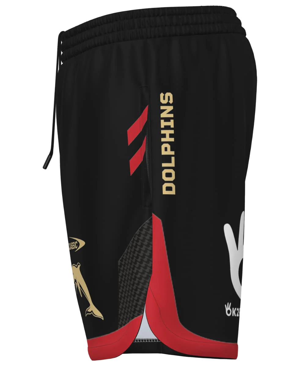 Redcliffe Dolphins NRL Mens Zip Training Shorts 4XL + 5XL - Image 4
