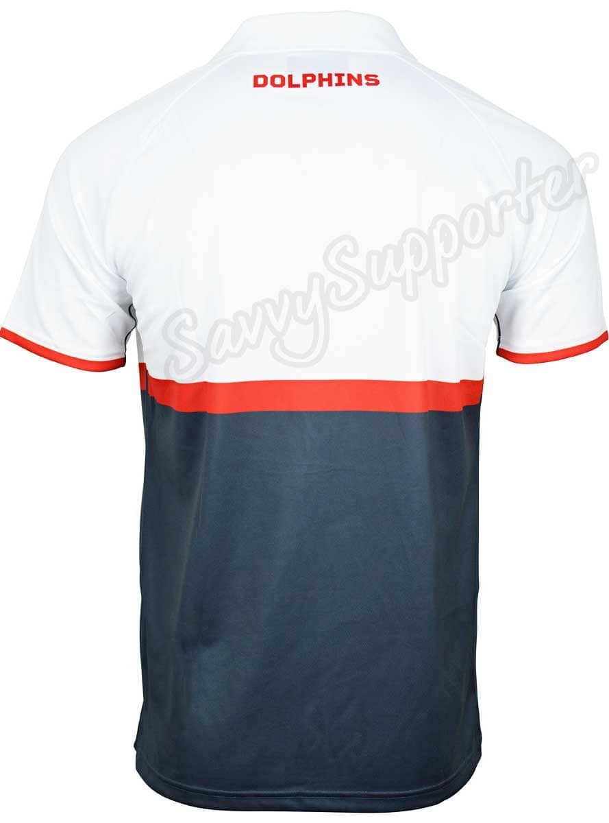 Redcliffe Dolphins NRL Mens White Media Polo Shirt - Image 4