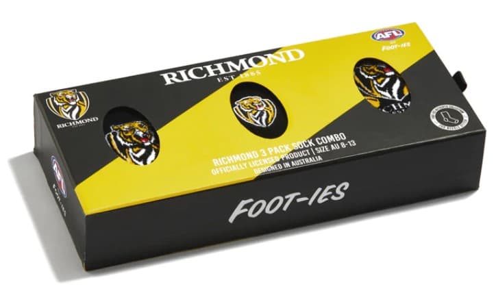 Richmond Tigers AFL Adults 3 Pack Socks Gift Box - Image 2