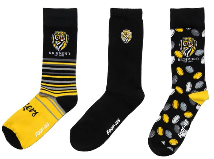 Richmond Tigers AFL Adults 3 Pack Socks Gift Box - Image 3