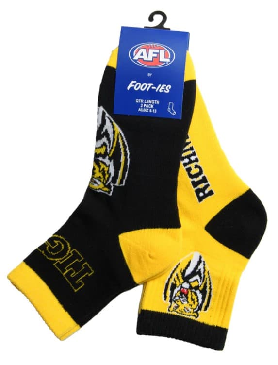 Richmond Tigers AFL Adults Banner 2 Pack Quarter Socks - Image 4