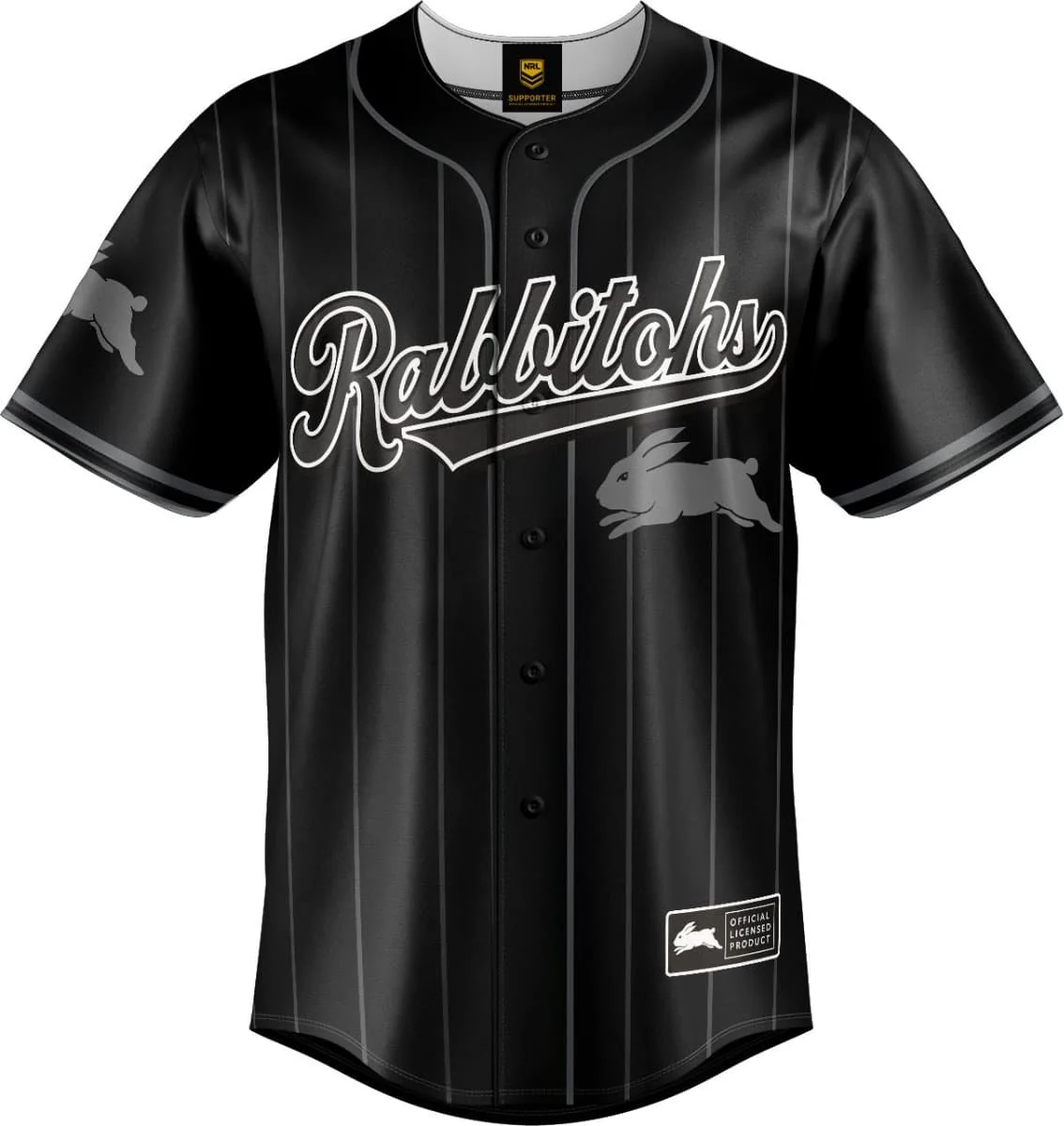 South Sydney Rabbitohs 2026 NRL Mens Blackout Baseball Shirt