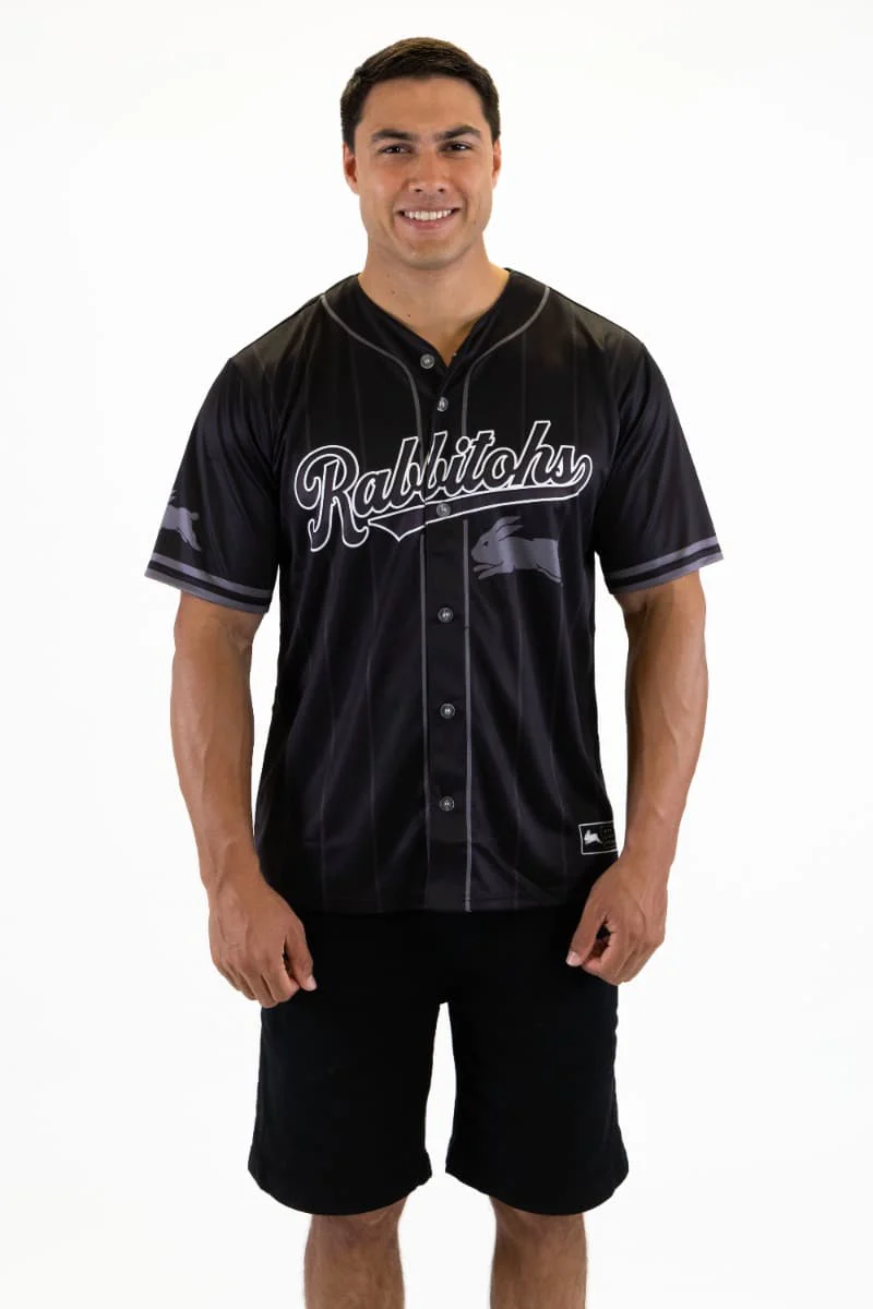 South Sydney Rabbitohs 2026 NRL Mens Blackout Baseball Shirt - Image 2