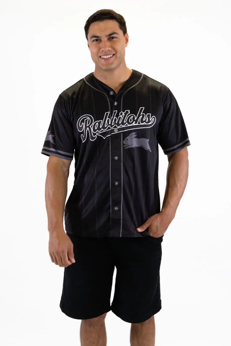 South Sydney Rabbitohs 2026 NRL Mens Blackout Baseball Shirt - Image 3