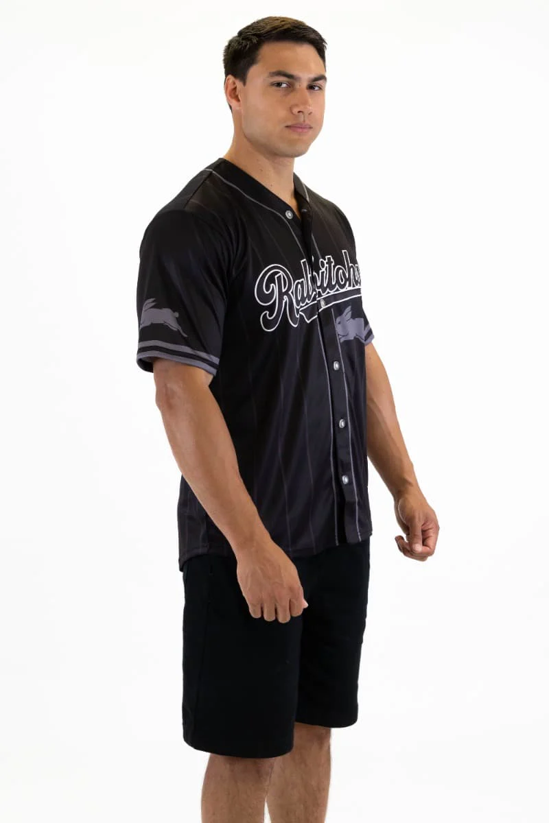 South Sydney Rabbitohs 2026 NRL Mens Blackout Baseball Shirt - Image 4