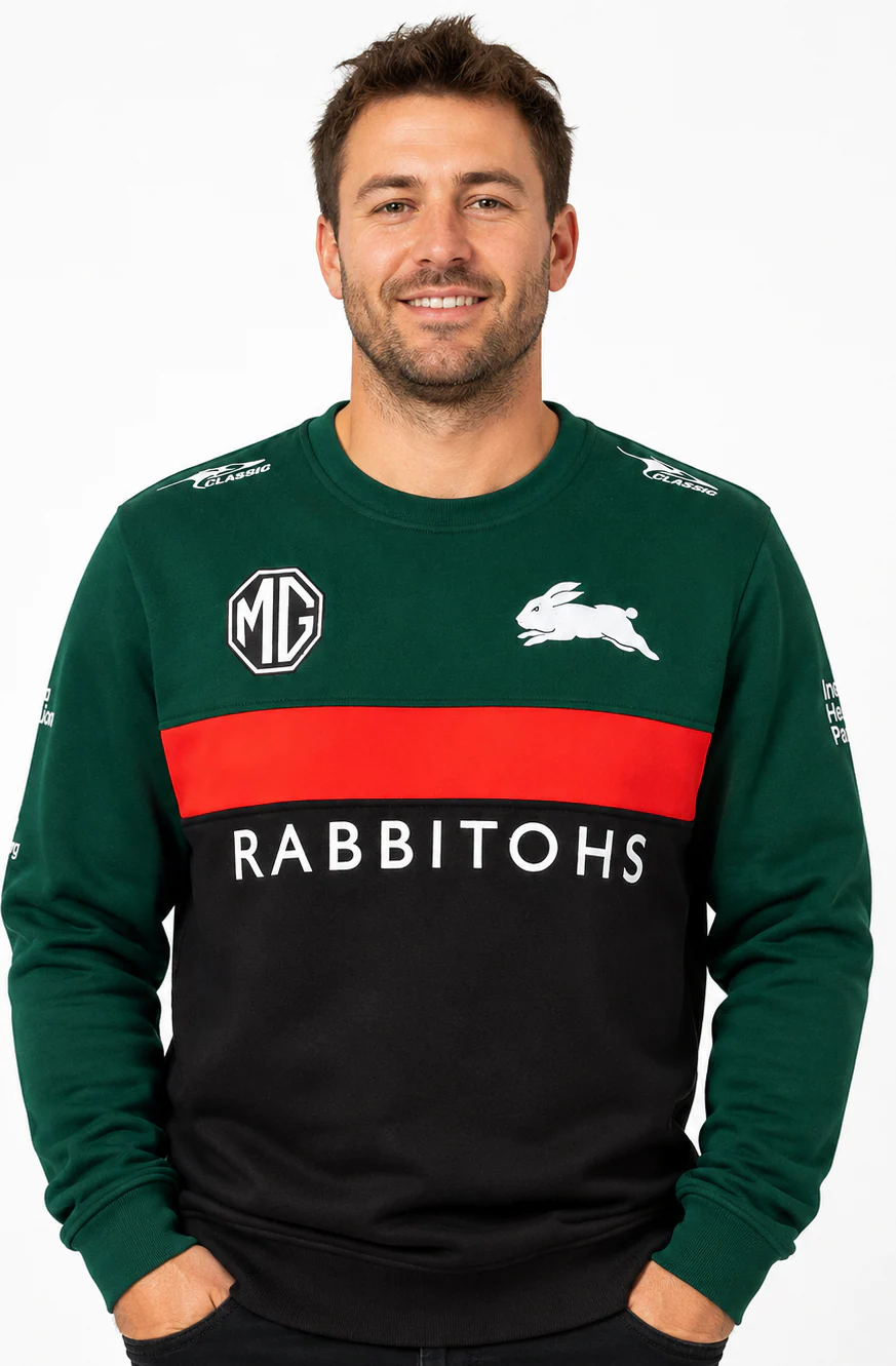 South Sydney Rabbitohs 2025 NRL Mens Crew Fleece Jumper - Image 2