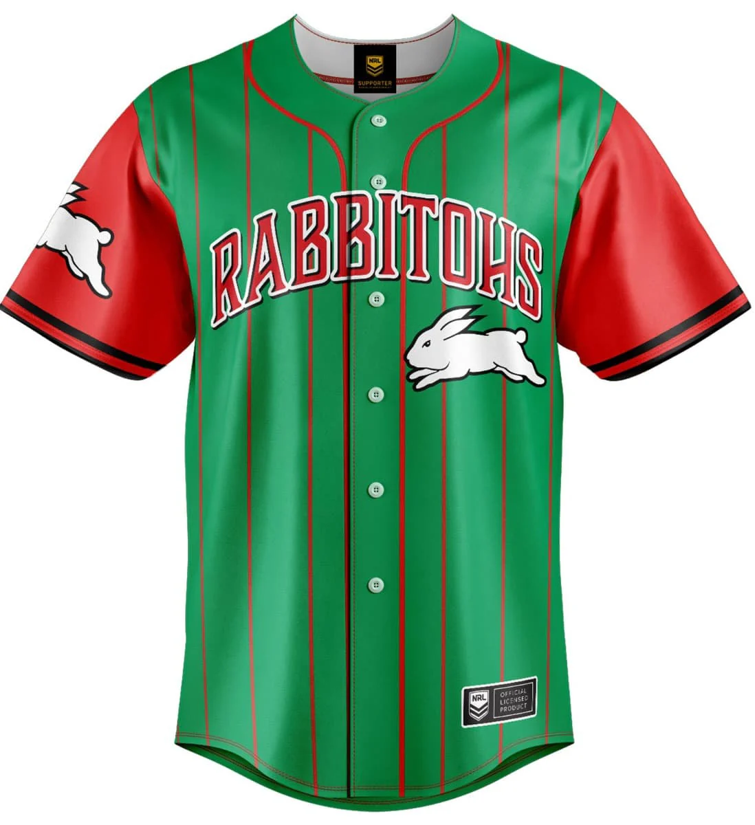 South Sydney Rabbitohs NRL Mens Slugger Baseball Shirt
