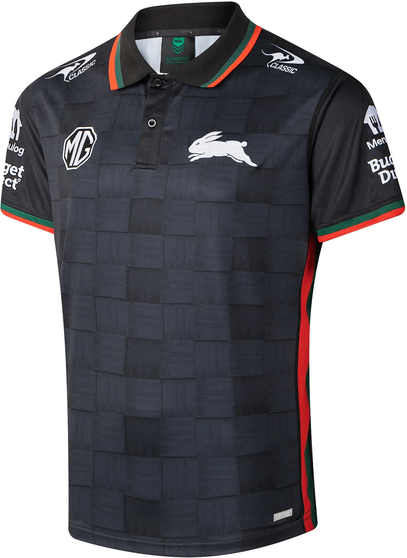 South Sydney Rabbitohs 2026 NRL Mens Black Team Polo Shirt - Image 3
