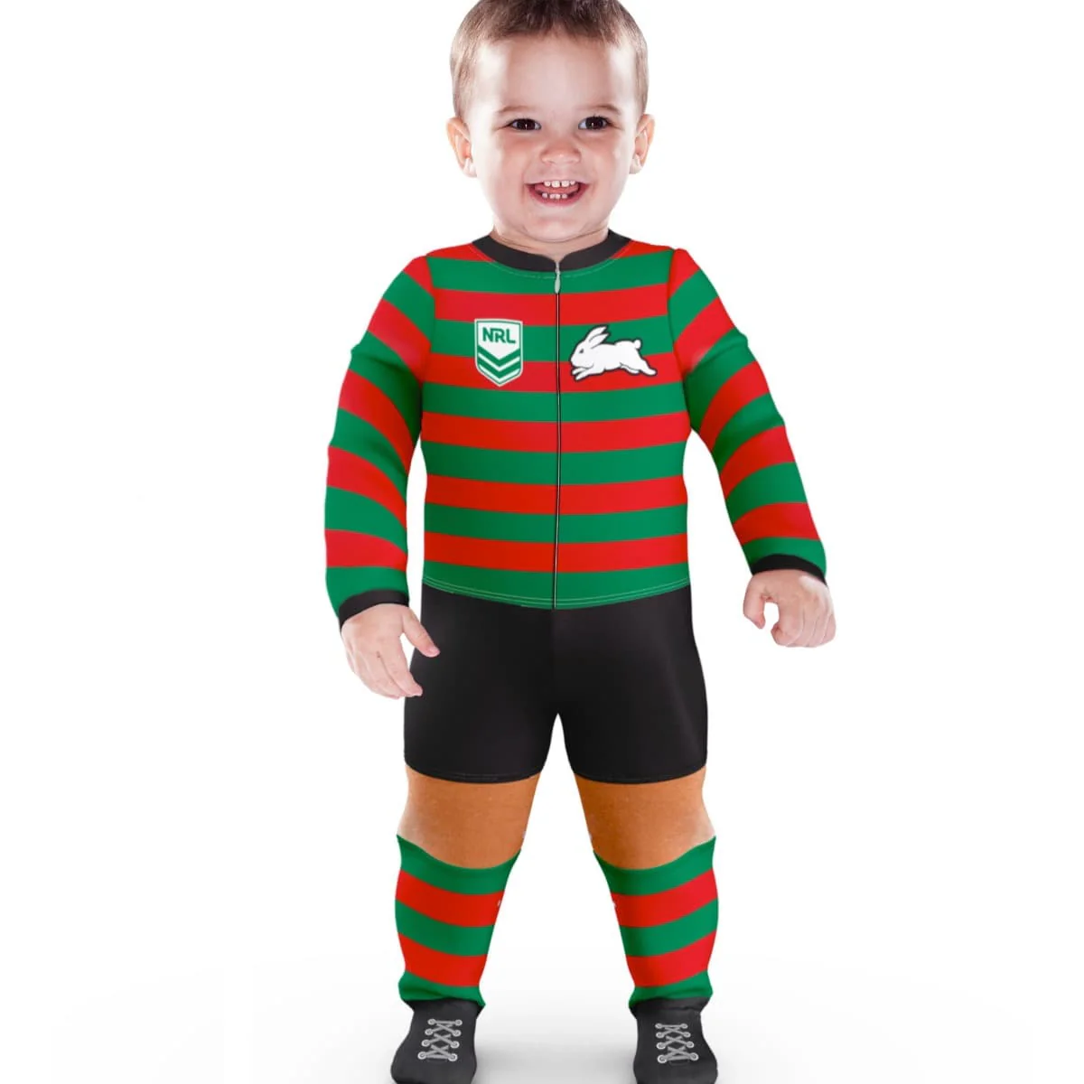 South Sydney Rabbitohs NRL Infant Zip Footysuit - Image 2
