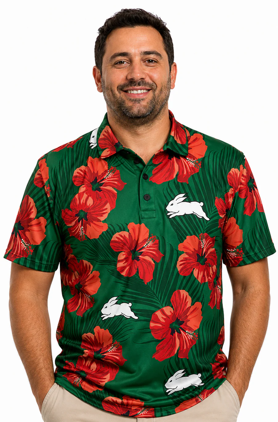 South Sydney Rabbitohs NRL Mens Aloha Golf Polo Shirt