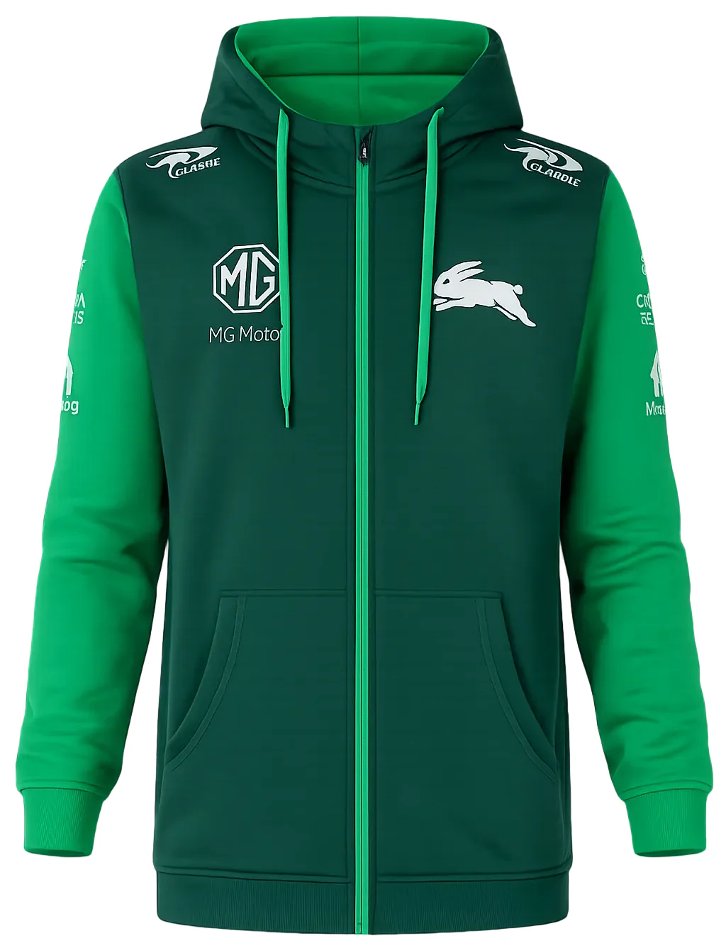South Sydney Rabbitohs NRL Mens Green Full Zip Hoodie - Image 2