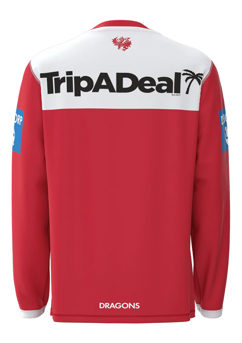 St George Dragons 2023 NRL Mens Red Long Sleeve Training Shirt - Image 2