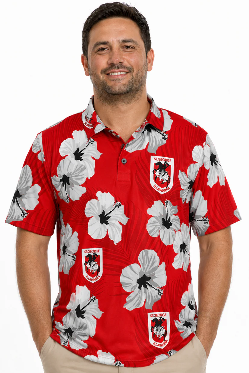 St George Dragons 2026 NRL Mens Aloha Golf Polo Shirt