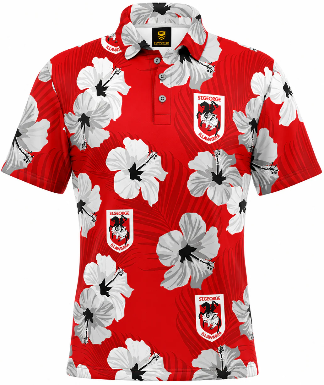 St George Dragons 2026 NRL Mens Aloha Golf Polo Shirt - Image 2
