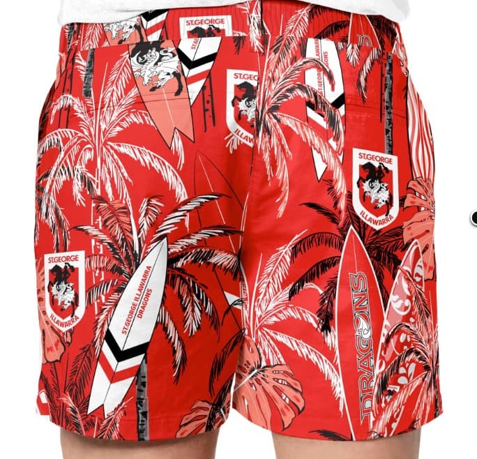 St George Dragons NRL Mens Hawaiian Shorts - Image 2