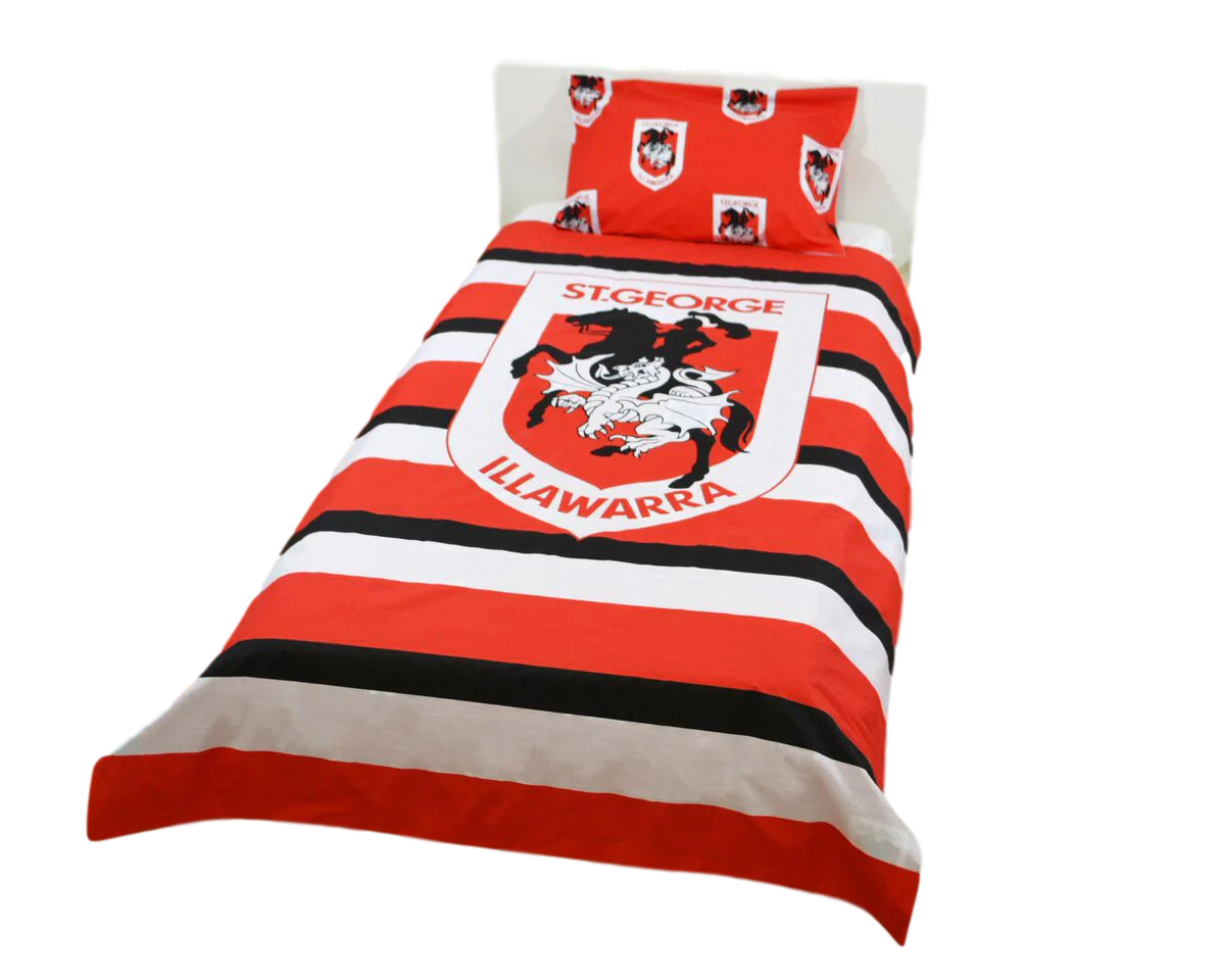 St George Dragons NRL Single Striped Quilt Cover Set