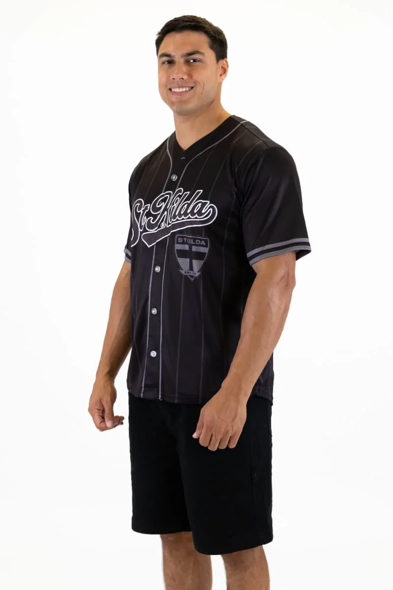 St Kilda Saints 2025 AFL Mens Blackout Baseball Shirt - Image 2