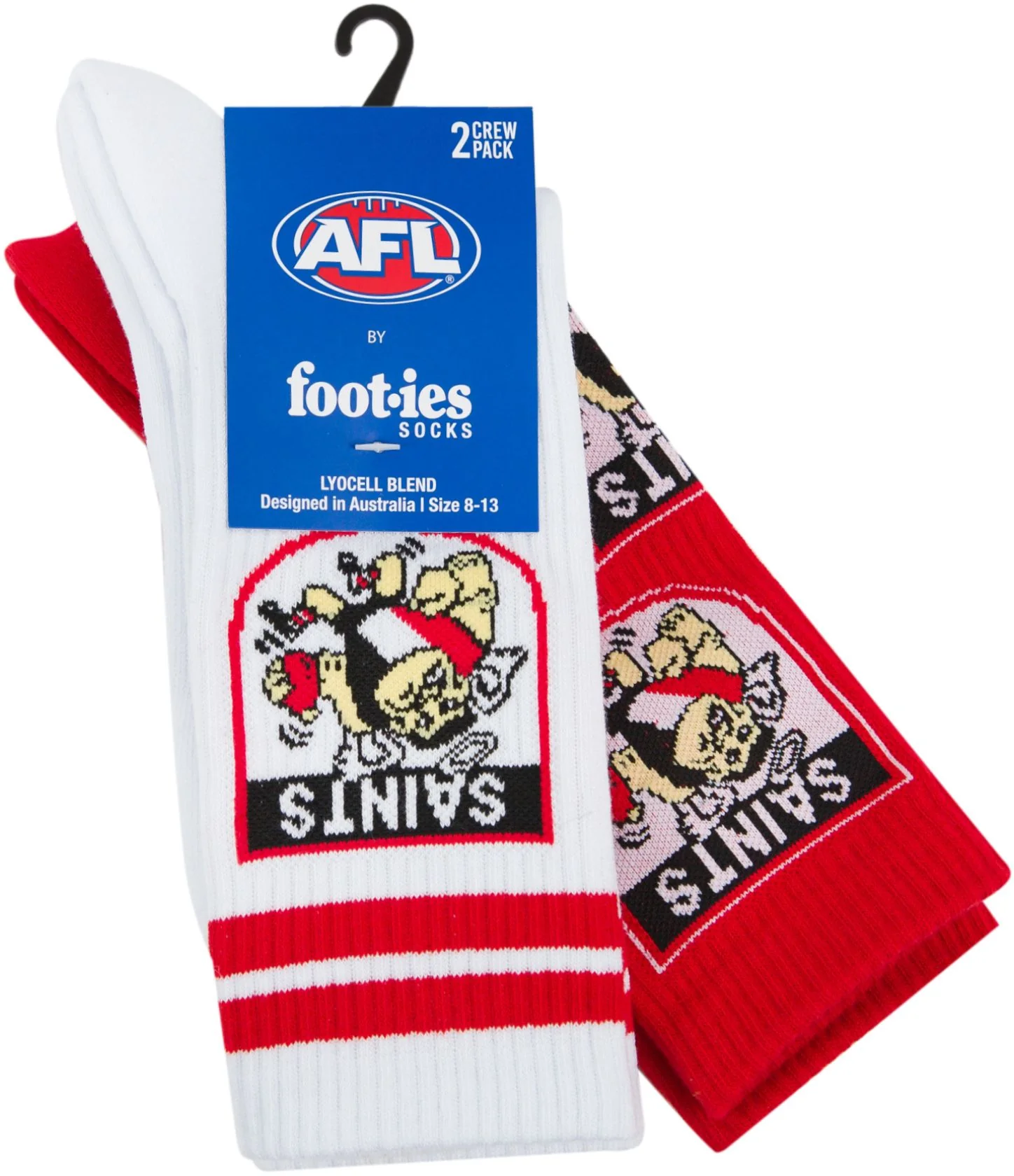 St Kilda Saints 2026 AFL Mens 8-13 Retro Sneaker Sock 2 Pack - Image 2
