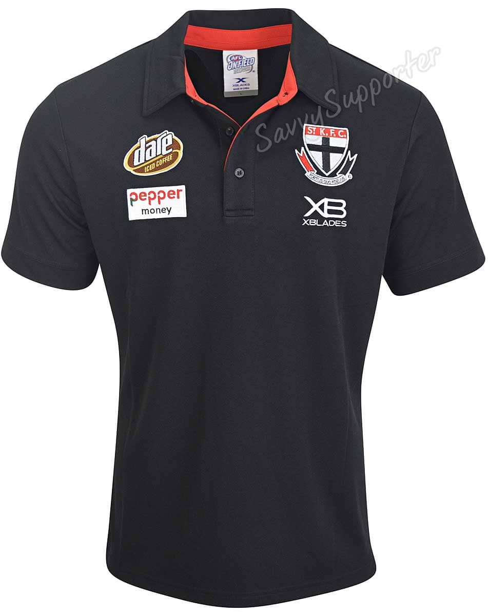 St Kilda Saints AFL Black Media Polo Shirt - Image 2