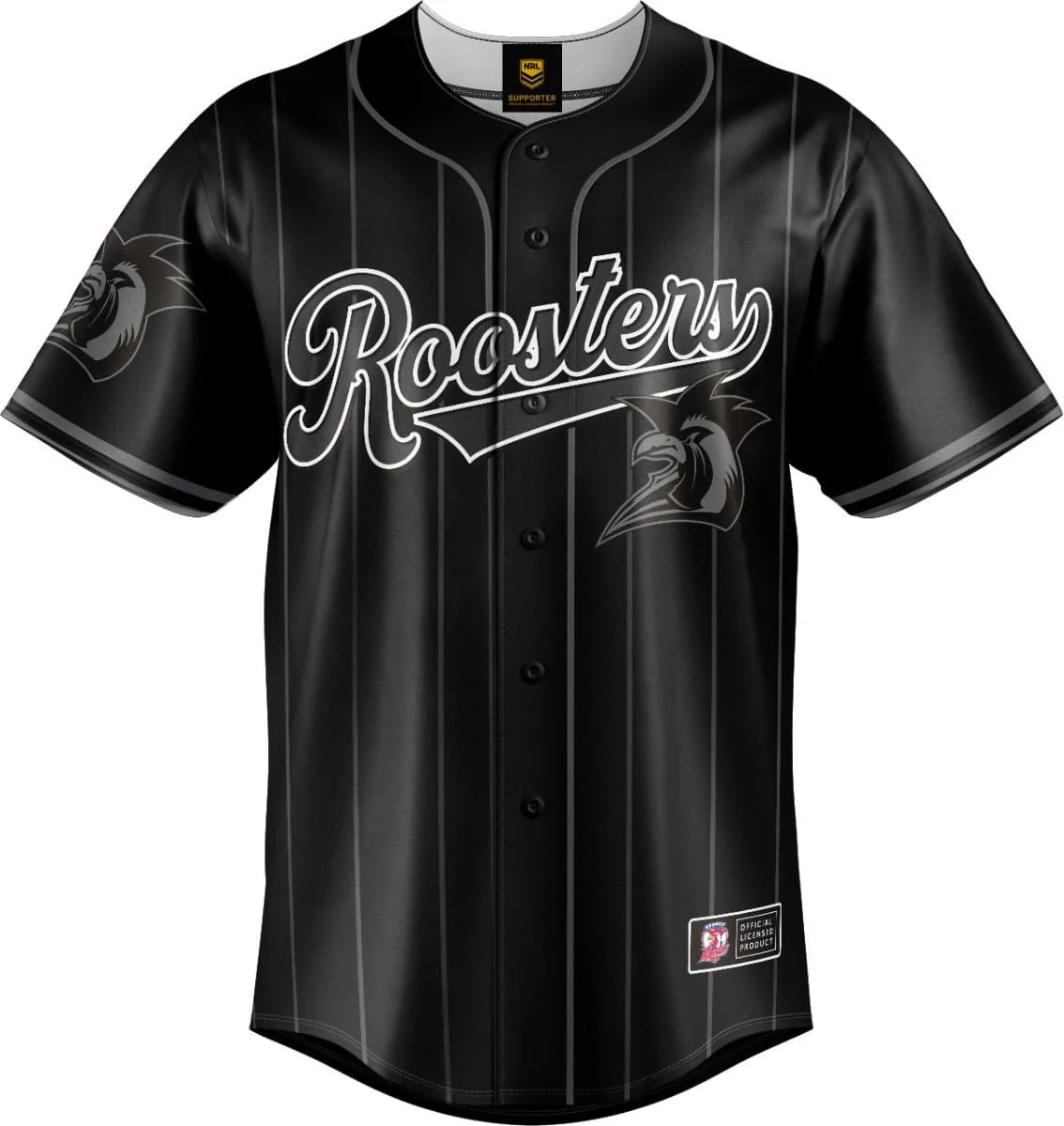 Sydney Roosters 2026 NRL Mens Blackout Baseball Shirt