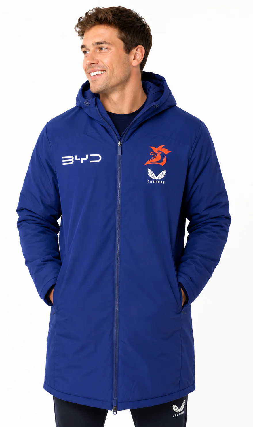 Sydney Roosters 2025 NRL Mens Long Length Bench Jacket - Image 2