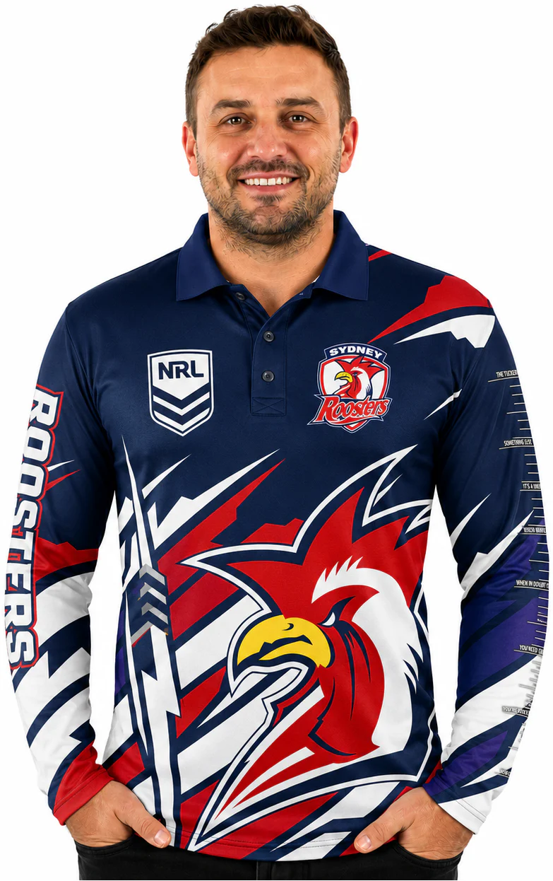 Sydney Roosters NRL Mens Ignition Fishing Shirt