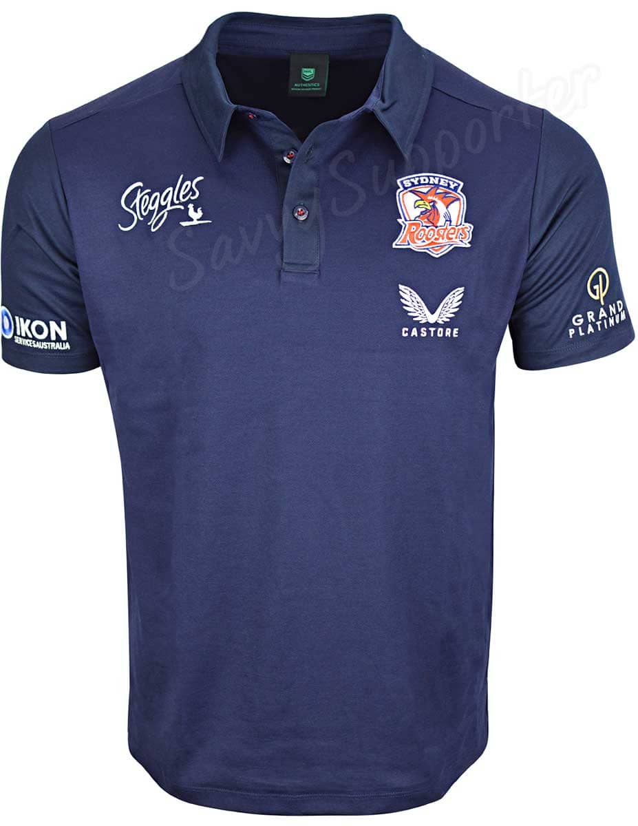 Sydney Roosters NRL Mens Navy Media Polo Shirt - Image 3