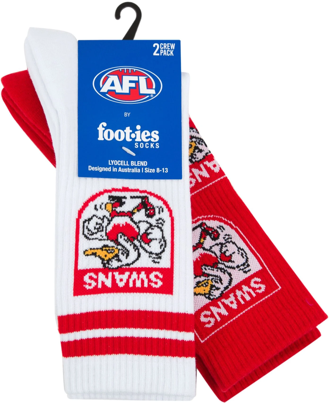 Sydney Swans 2026 AFL Mens 8-13 Retro Sneaker Sock 2 Pack - Image 2