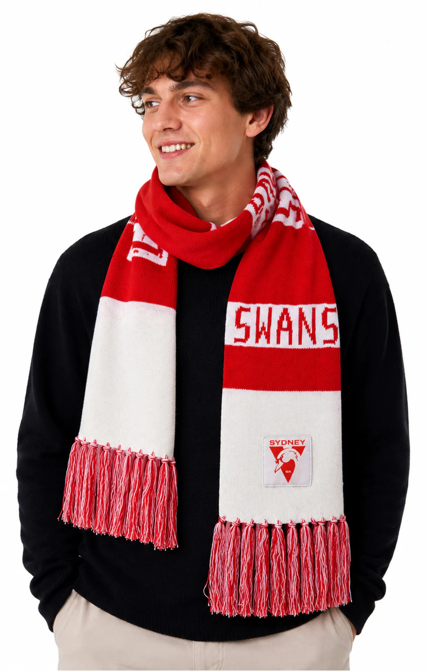 Sydney Swans 2026 AFL Mens Traditional Bar Scarf - Image 2