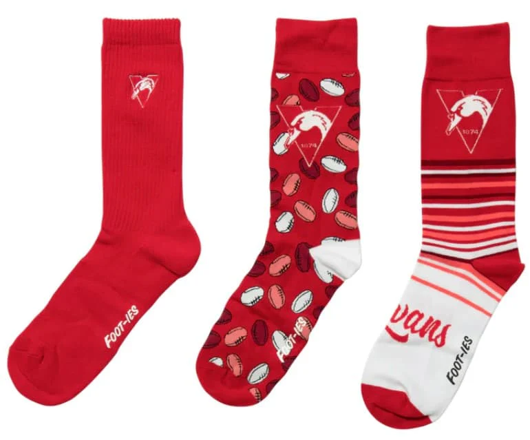 Sydney Swans AFL Adults 3 Pack Socks Gift Box - Image 2