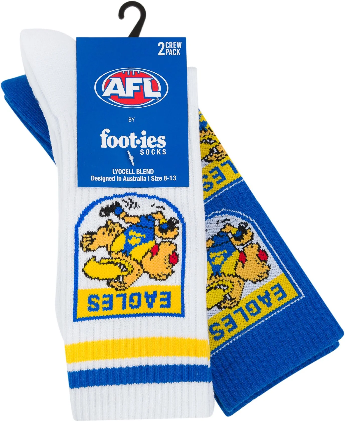 West Coast Eagles 2026 AFL Mens 8-13 Retro Sneaker Sock 2 Pack - Image 2