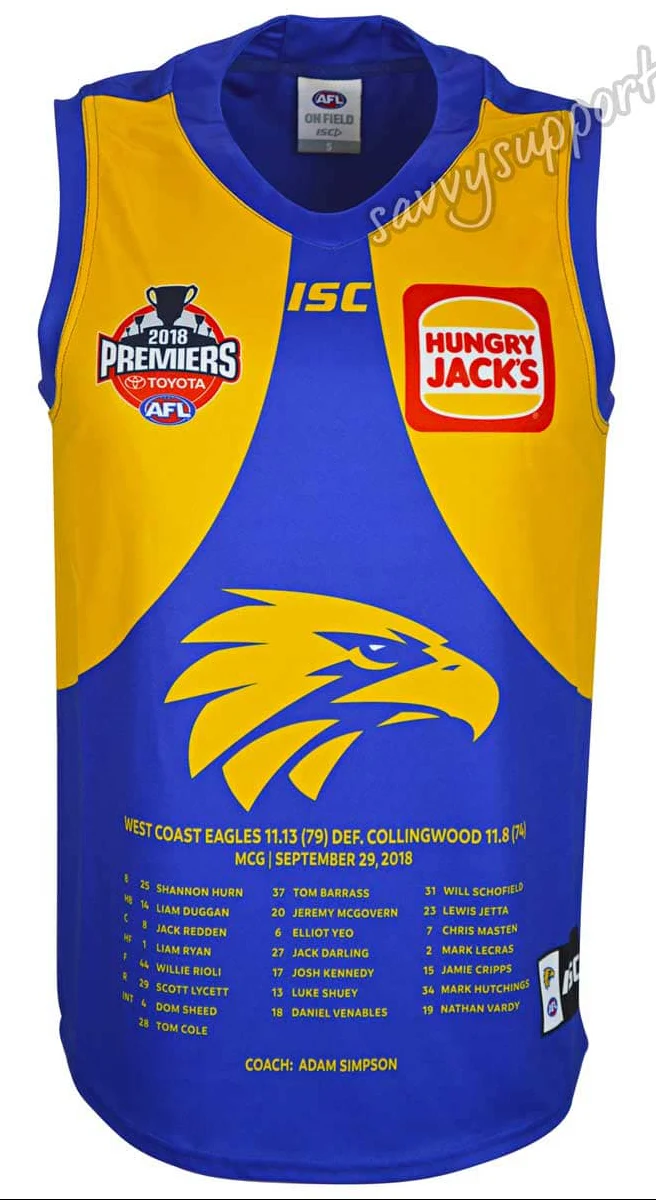 West Coast Eagles AFL Mens Premiers Guernsey