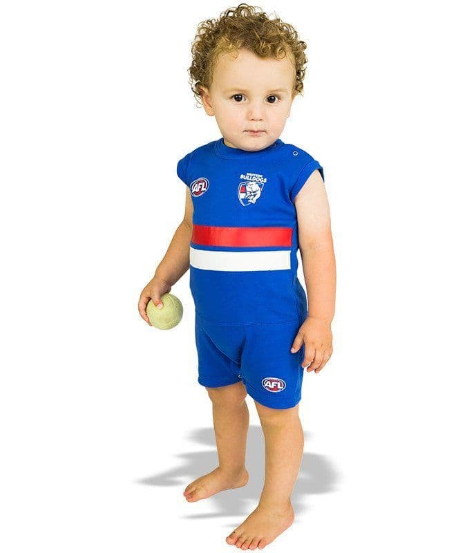 Western Bulldogs AFL Boys Short Footysuit Onesie Guernsey - Image 4