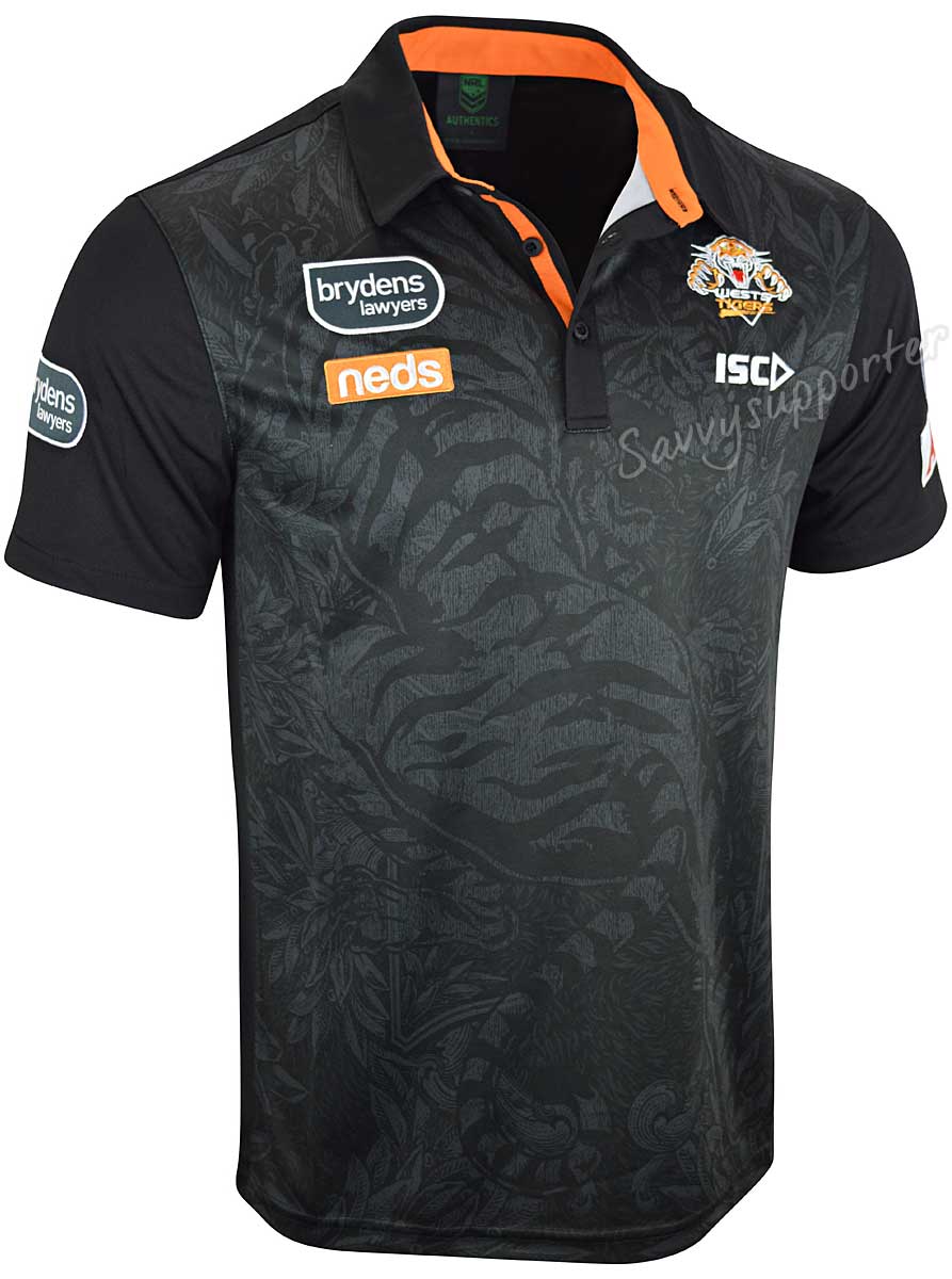 Wests Tigers NRL Mens Black Polo Shirt - Image 3