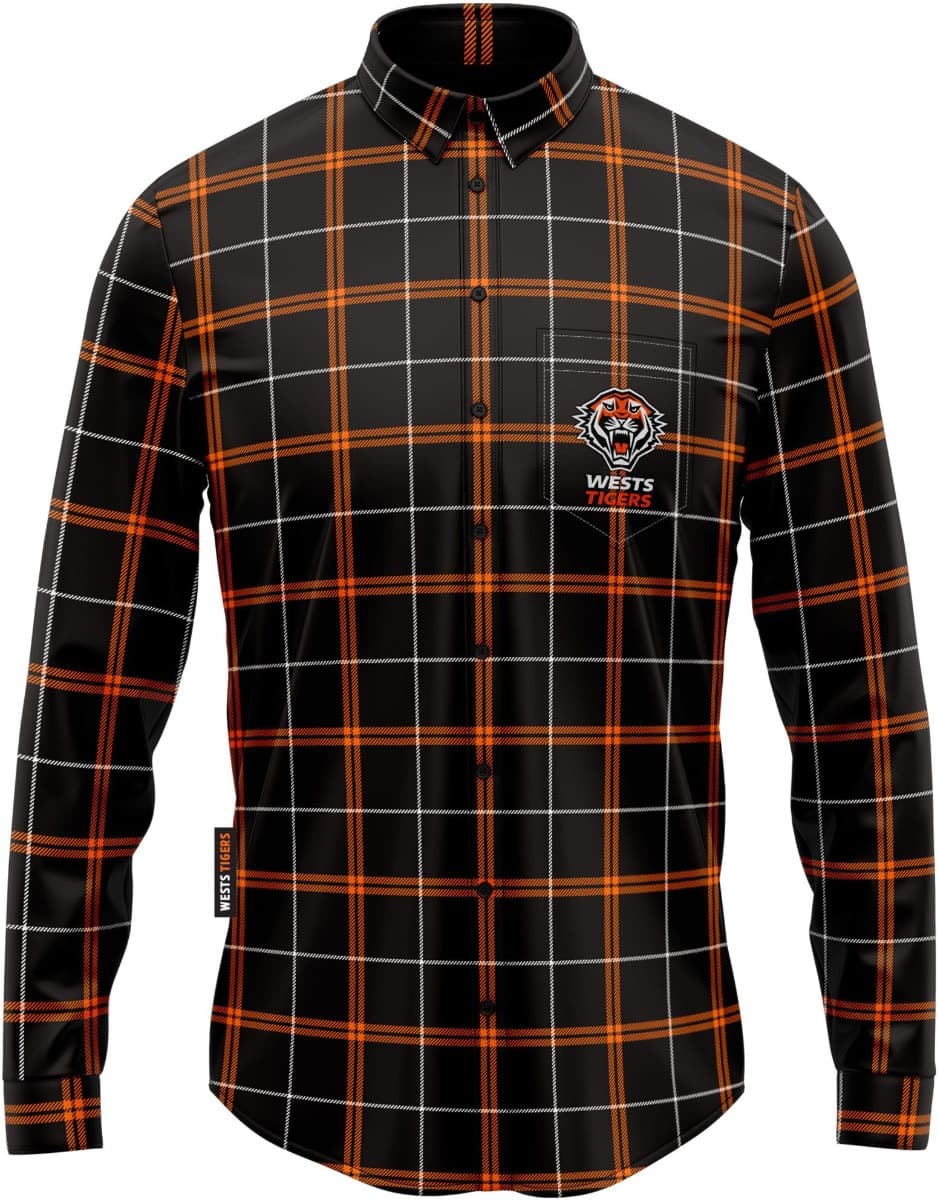 Wests Tigers NRL Mens Mustang Flannel Shirt - Image 3