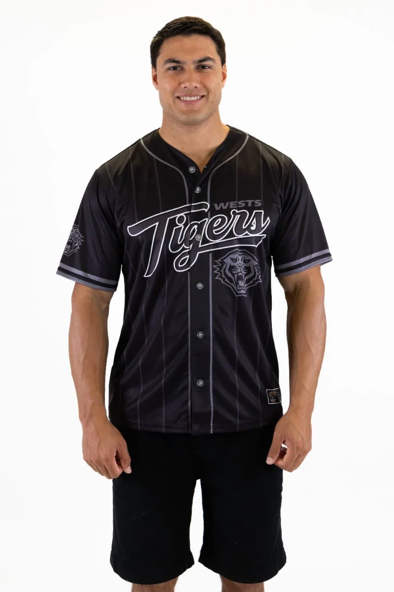 Wests Tigers 2026 NRL Mens Blackout Baseball Shirt - Image 2