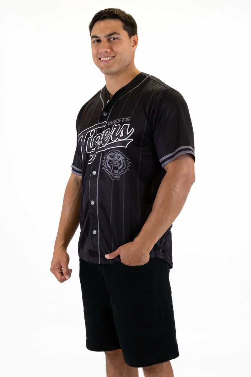 Wests Tigers 2026 NRL Mens Blackout Baseball Shirt - Image 3