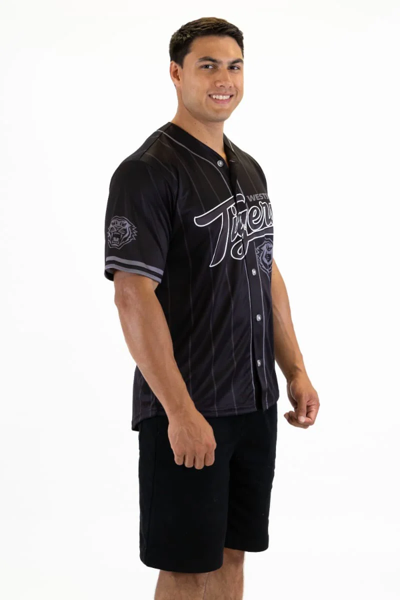 Wests Tigers 2026 NRL Mens Blackout Baseball Shirt - Image 4