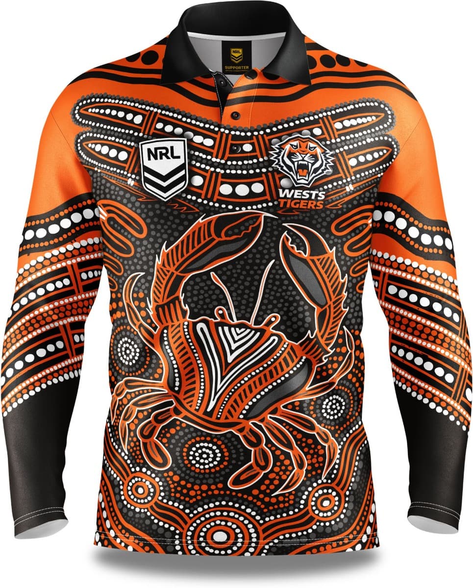 Wests Tigers NRL Mens Karumba Indigenous Fishing Shirt
